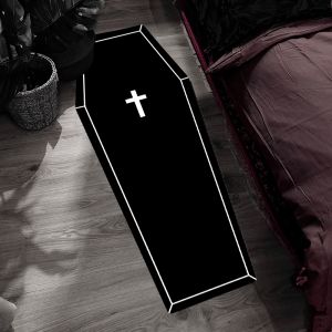 VIKAMA Gothic ฮาโลวีนพรมทนทานสีขาว CROSS ห้องนอนห้องนั่งเล่นตกแต่งแผ่นพื้นMinimalist ตกแต่งบ้านฮาโลวีน