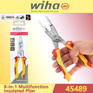 WIHA 8 in 1 Insulated Plier 1000V VDE Snip Nose Wire Stripping Plier Multifunctional Electrician Hand Tool 45489