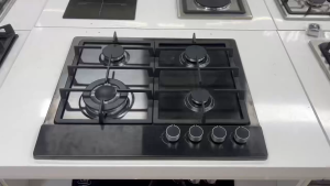 Built in 4 Burner Gas Hob Stainless Steel Gas Stove with Aluminum Burners Anti Melt Control Knobs Cast Iron Pan Grates Safety Flame Cut off for Kitchen Use