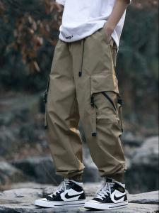 AOGZ | American Style Workwear Pants Mens Spring Autumn Straight Leg Wide Leg Casual Trousers Loose Fit Cargo Pants