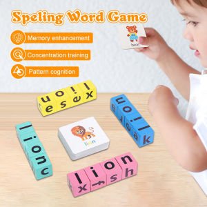 Letter Spelling Block Flash Cards Game English Words Early Learning Educational Toys for Kids Montessori Toys
