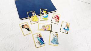 Bandai | Bộ Đánh Dấu Trang Kim Loại Princess Series - Bạch Tuyết Elsa Anna Lọ Lem Ariel Rapunzel Jasmine Thiết Kế Hình Học Dấu Trang Sách Để Đọc Sách Học Tập Quà Tặng Giáng Sinh