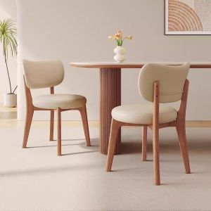 Nordic Style Solid Wood Dining Chair Modern Soft Padded Back Chair Hotel Luxury Breakfast Bench Adult Non-Rotatable Customizable Artistic Style