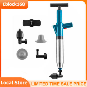 Toilet Plunger Air Drain Blaster Kit Clog Remover with 4 Replaceable Heads & Visual Barometer High Pressure Air Toilet Unclogger Plumbing Tools for Clogged Toilet Sink Sewer Pipe Dredge