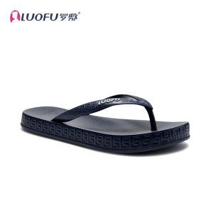 Luofu Mens Fashionable Thick-Heeled Sandals Summer Outdoor Wear Anti-Slip Beach Sandals Comfortable Slip-On PVC Flat Heels