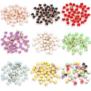 10pcs/lot 8mm Alloy Drop Oil Heart Beads Colorful Loose Spacer Enamel Charms Beads For Jewelry Making DIY Bracelet Earrings