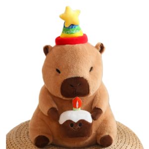 30/40cm Creative Kawaii Capybara Plush Doll Pillow Birthday Bubble Tea Flower Happy Capybara Plush Toy For Boys And Girls Gift