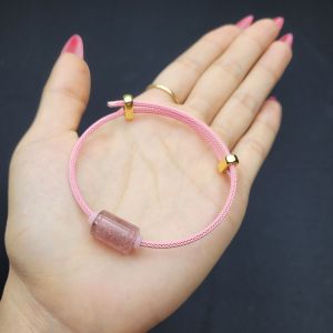 Q877 Vòng lu thống Thạch Anh Dâu Hồng dây cáp Hỏa và Thổ - Phong Thuỷ TUDO P