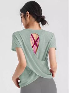 Áo Thun Yoga Pilates Tay Ngắn Cổ Tròn Rộng Rãi Nhanh Khô Mỏng Thể Thao Mùa Hè Thoáng Khí Thấm Hút Mồ Hôi Quần Áo Tập Luyện Cho Nữ