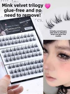 MONLEYTA | Natural Looking Baby Curl Fake Eyelashes For Women Self Adhesive No Need To Remove Soft Fox Fur Material Easy To Use Eyelashes