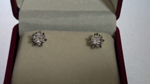 Celestial Starburst Moissanite Earrings S925 Sterling Silver/Round Moissanite/6 Heart Prongs + 6 Spikes