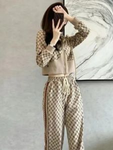 High-End Leisure Sporty Two-Piece Set Fashionable Short Open Cardigan Outerwear Wide-Leg Pants Spring Autumn New Arrival