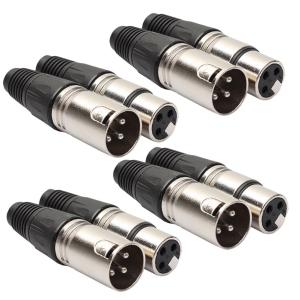 【HOT】8pcs Microphone Audio Cable Plug 4 Male 4 Female 3Pin Cannon XLR Connector Zinc Alloy Socket Panel Mount Chassis for Mixer Amplifier