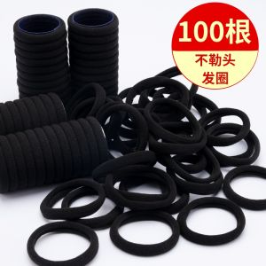 ยางยืดผมสีดำทนทาน ยืดหยุ่นสูงสำหรับผู้หญิง ถุงยางกันฝุ่น วัสดุยาง ประดับผม ทรงหัวเข็มขัด แฟชั่น