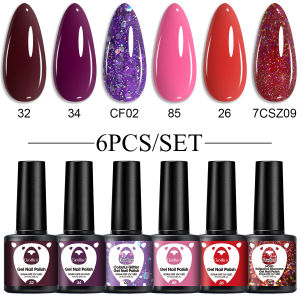 6-piece long effect nail gel set LED transparent nail polish DIY nail enhancement design washable and removable nail art paint