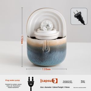 Cute Loop Flowing Water Ornaments Small Office Rotating Ball Fortune Fengshui Wheel Creative Minimalist Fountain Ceramic Ornaments