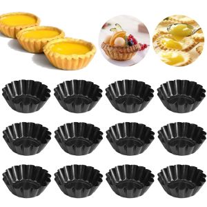 Stainless Steel Cupcake Egg Tart Mold / Non-Stick Tart Flan Pan Round Lace Egg Tart Mold / Reusable Tartlet Moulds Kitchen Tool/ Pie Baking Cups Cake Cookie Mould
