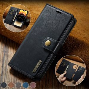 Dg.Ming Magnetic Flip Cover Wallet Style Phone Case for  15Pro 14 13 12Mini 17 XsMax Vintage Leather Protective Shell