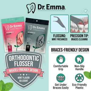 60pcs Mint Flavor Dr. Emma Orthodontic Dental Floss Interdental Brush Toothpick for Braces Oral Care Double Sides Toothpick