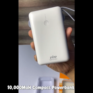 Tech In Need Power Bank 10000 mAh Fast Charge with Built-in Cable Compact & Portable Safe Charging Travel Friendly High Capacity
