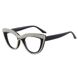 Cat Eye Diamond Inlaid New Style Personality Fashion Party Gathering Anti-blue Light Reading Glasses Street Shooting 8518-1