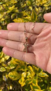 Y555【COD】Kalung Titanium Liontin Huruf Xuping Lapis Emas Kalung Mahkota Alfabet titanium Wanita Permata Perhiasan