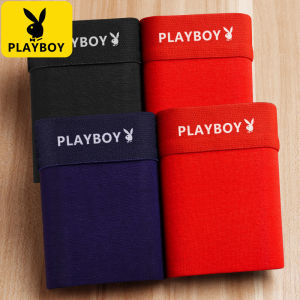 Playboy Mens Briefs Antibacterial Breathable Boxer Shorts Summer Thin Loose plus Size Comfortable Underwear Cotton Fabric
