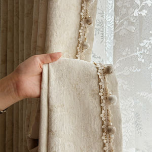 French Cream Style Chenille Blackout Curtains for Living Room or Bedroom