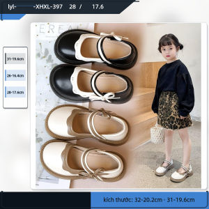 Giày Da Bé Gái 3-12 Tuổi Phong Cách Công Chúa Dễ Thương Nút Thắt Lưng Đế Cao Su Chống Trượt Mới 2026