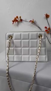 Checkered Shoulder Armpit Bag - Solid Color Crossbody Small Square Bag for Women