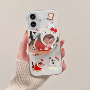 Kt Dog Sausage Magnet Absorption Stand Silicone Soft Case for Samsung S25 Note20 A06 A55 S10 A54 S23 Fe A23 A33 S9 Cute Cartoon