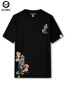 ALFMIL Mens Short Sleeve T-Shirt Pure Cotton Loose Fit round Neck Summer Casual Top Breathable Comfortable Fashion Brand