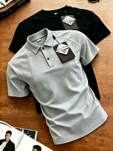 Gray Deconstruction Quick-Drying Polo Shirt Short Sleeve