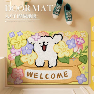 Cartoon Dog Door Mat Outdoor Home Entrance Mat Anti-Slip Dust Removal Customizable Door Mat PVC Material Simple Style