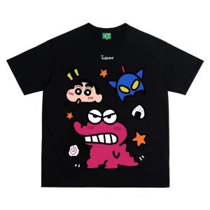 Áo Thun Tay Ngắn in Họa Tiết Hoạt Hình Phong Cách Nhật Bản Bằng Cotton Nguyên Chất Dành Cho Nam Mùa Hè Thường Ngày Đa Năng Thoải Mái