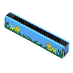 16 หลุมที่มีสีสัน Harmonica การ์ตูนสัตว์ทาสีไม้ Harmonica เด็กเครื่องดนตรีของเล่นของขวัญของที่ระลึก ZYF