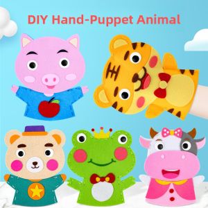 Childrens Day DIY Animal Puppet Creative Glue Non-Woven Fabric Material Kit Toy for Kindergarten Parent-Child Activities