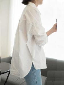 Big Sale Leak-Picking First-Line Brand Counter Shopping Mall Withdraw Label Cut Womens Clothes Loose Asymmetry Minimalist Long Sleeve Shirt for Women