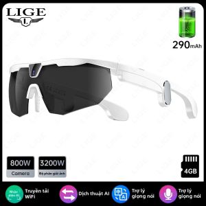 LIGE | Kính Thông Minh Pixel 800W Mới Quay Video 1080P Truyền WiFi Gọi Bluetooth Dịch Thuật AI Chống Nước Dành Cho Đạp Xe