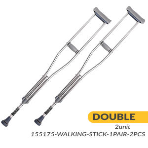 Double Crutches with Shock Absorbing Spring Walking Aid Adjustable Stick Rubber Forearm Tongkat Ketiak Patah Kaki OKU