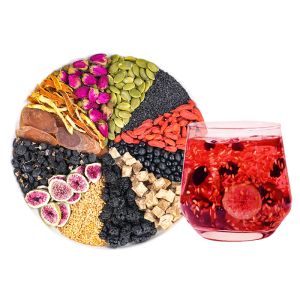 Natural Progesterone Supplement Tea Red Ginseng Flaxseed Fig Black Soybean Black Goji and Mulberry