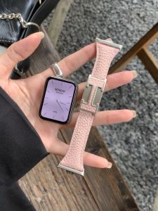 Genuine Leather Lychee Pattern H-Buckle Bracelet for Xiaomi Band 10/9 pro Redmi Watch 5 Compatible with 4 Series Devices