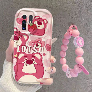 Applicable to Vivox27 Phone Case Fun Strawberry Bear New Arrival Vivox30/X30pro Trend Cartoon Pooh Bear Silicone Couple Protective Cover Womens Stylish Airbag Anti-Fall Shell Cute Lanyard