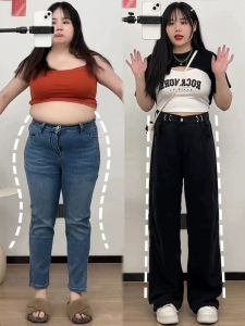 plus Size Wide Leg Jeans High Waist Loose Fit Casual Style for plus Size Women Hip Concealing Straight Leg Long Pants