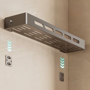 Bathroom Wall-Mounted Storage Rack Toilet Organizer No-Drill Installation Easy-To-Use Kitchen Cooking Utensil Holder