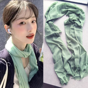 Khăn Choàng Lụa Xanh Chuối Mỏng Đi Biển Mùa Hè Đa Năng Phong Cách Hàn Quốc Cho Thanh Thiếu Niên Nữ Khăn Choàng Lụa Đa Năng