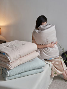 Elegant Simple Style Silver Thread Tencel Cotton Summer Quilt 20% Soy Fiber Air Conditioner Thin Single Double Person Quilt