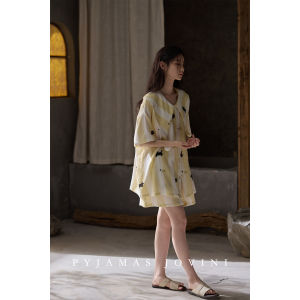Cool Sensation Cotton Gauze Breast Padding One-piece Pajama Set