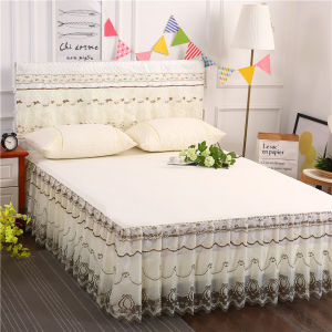 New One-Piece Lace Floral Bed Skirt Fitted Sheets Cover Korean Princess Three-Piece Bedspread Bedside Cover 1.5 M1.82 M
