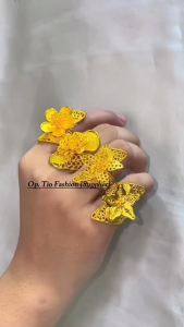 Cincin Bunga Mawar Mekar Warna 24k Accessoriess Elegan Anti Karat Anti Luntur